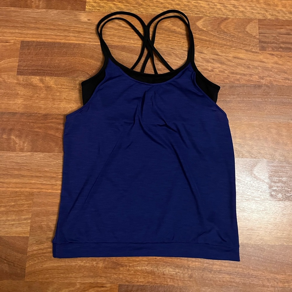Athleta bra tank black blue medium NEW!